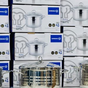 قابلمه استیل کرکماز مدل Astra، کفه دوجداره، پایه Solar Base، مناسب اجاق گاز و اجاق القایی سایز 24