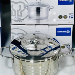 قابلمه استیل کرکماز مدل Astra، کفه دوجداره، پایه Solar Base، مناسب اجاق گاز و اجاق القایی سایز 22